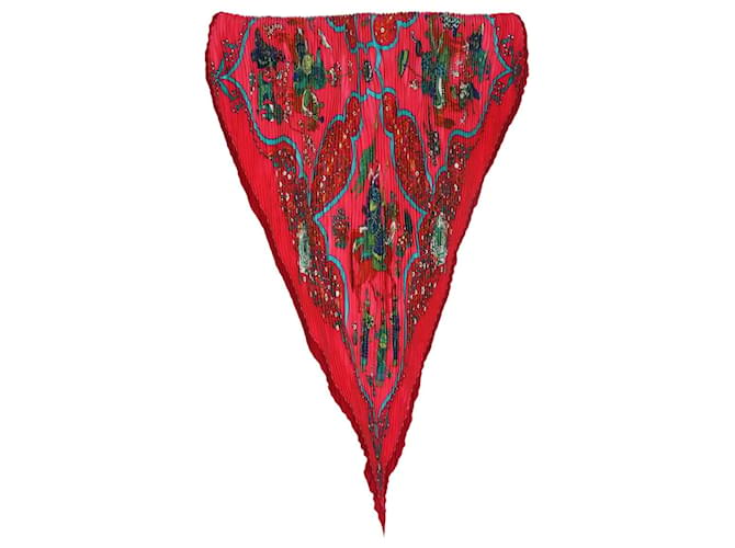 Hermès Foulard plissé fleuri en soie rose  ref.1383080