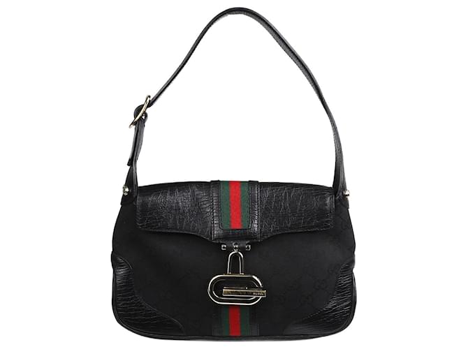 Gucci Black GG canvas leather shoulder bag - size  ref.1383086