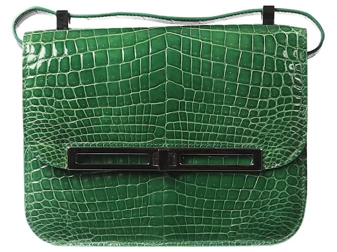 Autre Marque Bolsa tiracolo Taylor verde de pele de crocodilo Couro  ref.1383099