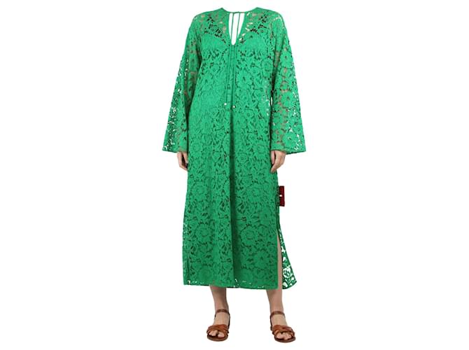 Valentino Green floral lace midi dress - size UK 10 Viscose  ref.1383100