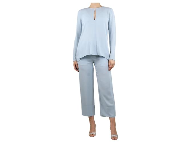 Theory Ensemble hauts et pantalons larges en soie bleue - taille S  ref.1383101