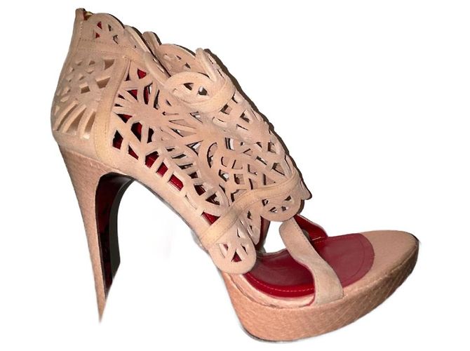 Cesare Paciotti High Heels Rot Beige Acetat