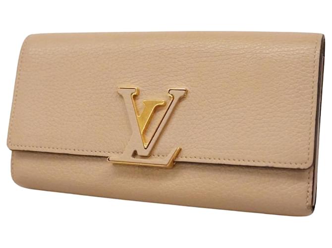 Louis Vuitton Portefeuille Capucines Beige Leder  ref.1383236