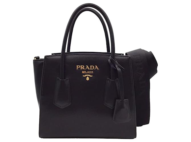 Tote Prada Midollino Preto Couro  ref.1383245