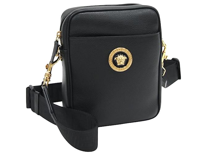 Versace medusa Negro Cuero  ref.1383275