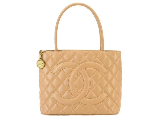 Chanel Medaillon Beige Leather  ref.1383480