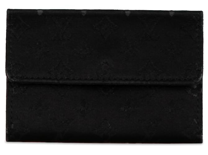 Porte-cartes Porto Monet en satin monogramme noir Louis Vuitton Tissu  ref.1383537