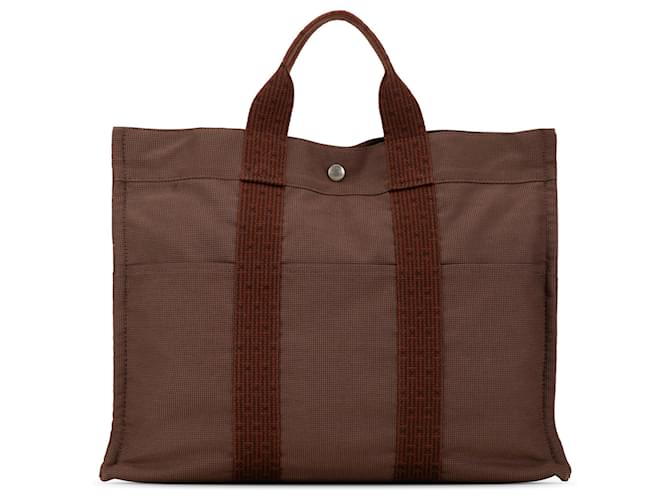 Hermès Brown Herline MM Tote Cloth Cloth  ref.1383555