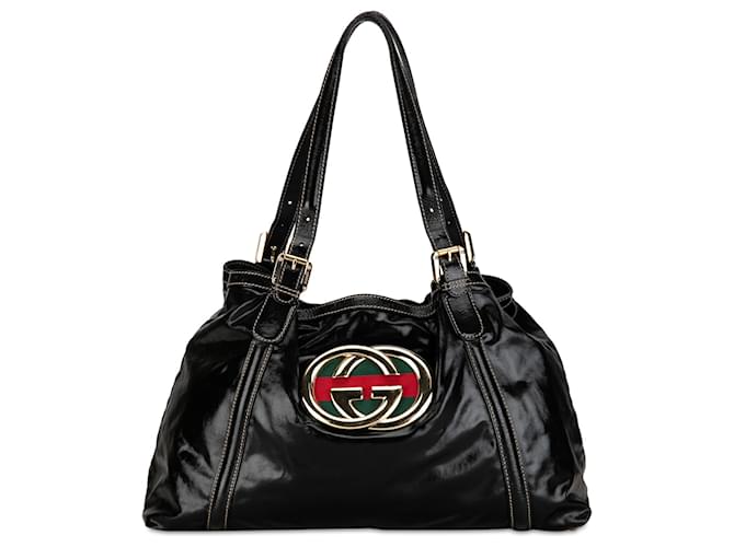 Borsa Gucci Dialux Britt in tela rivestita nera Nero Panno  ref.1383571