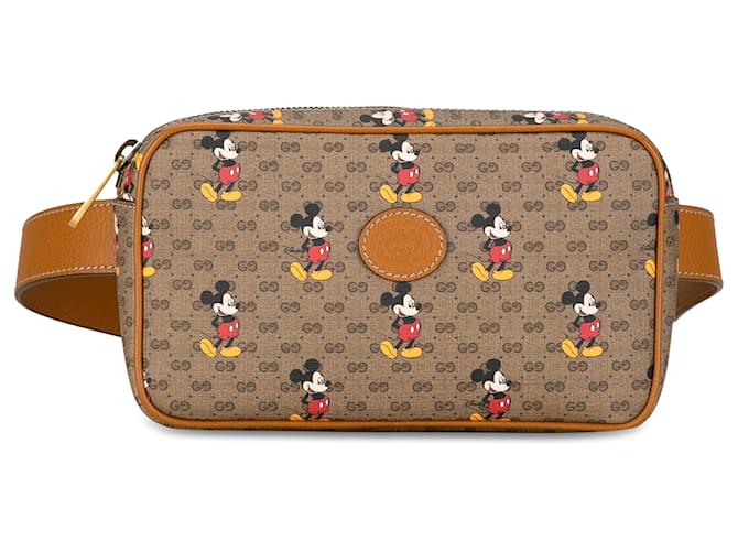 Gucci Brown GG Supreme Mickey Mouse Belt Bag Pony-style calfskin Cloth  ref.1383574