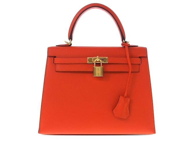 Hermès Laranja Swift Kelly Retourne 25 Couro Bezerro-como bezerro  ref.1383599