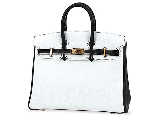 Hermès White Special Order Clemence Birkin 25 Leather Pony-style calfskin  ref.1383601