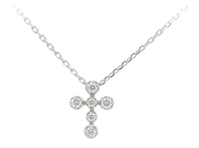 & Other Stories Collana croce in diamante K18WG 0,10CT in oro bianco in ottime condizioni Argento Metallo  ref.1383673