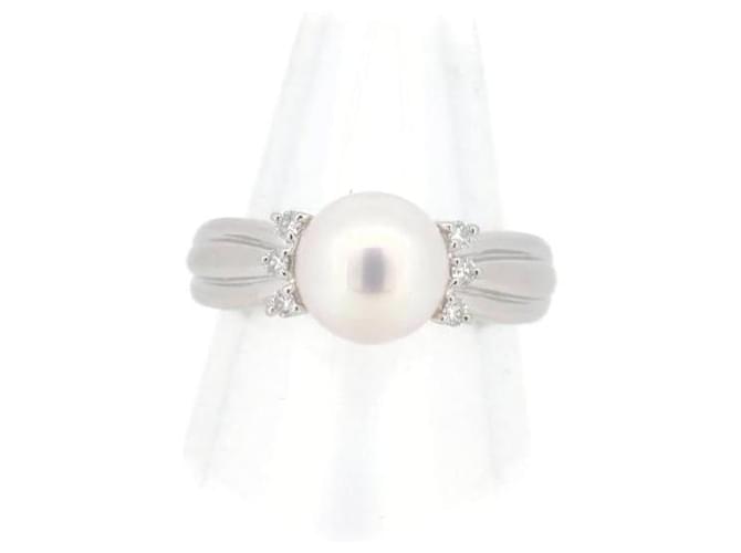 & Other Stories Pre-owned PT900 Platinum Diamond Pearl Ring Size 11 in Great Condition Silvery Metal  ref.1383675