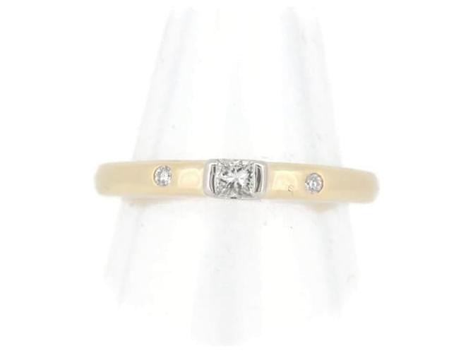 & Other Stories Bague en diamant K18/PT900 0,10CT 0,02CT Or Jaune Platine Taille 8 en Excellent État Métal Doré  ref.1383676