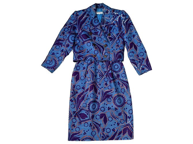 Yves Saint Laurent Abito e giacca Saint Laurent Rive Gauche in lino blu