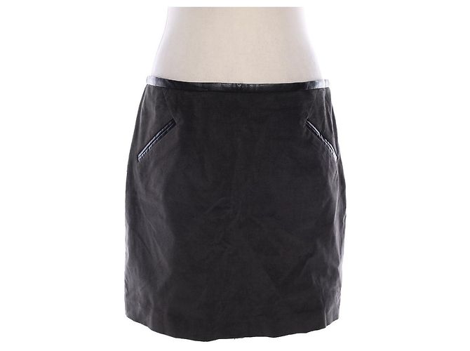 Falda de algodón Comptoir Des Cotonniers en gris. Negro