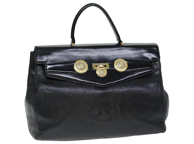 VERSACE Hand Bag Leather Black Auth yk12599  ref.1383848