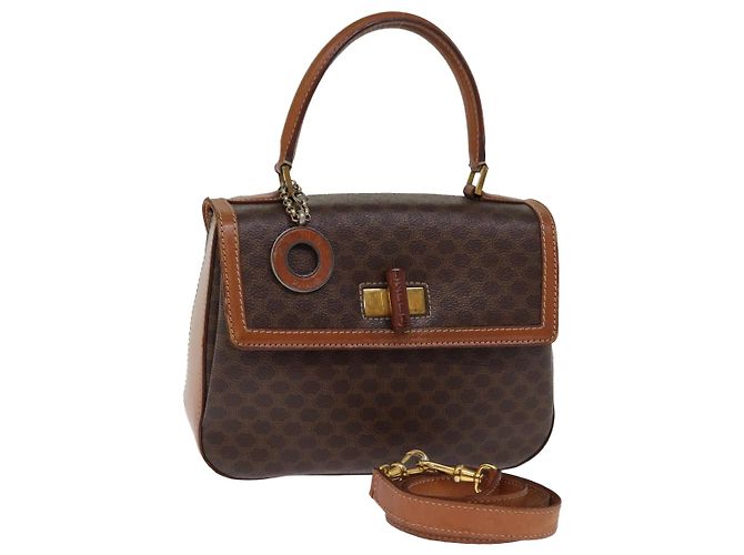 Céline CELINE Macadam Canvas Handtasche PVC 2way Braun Auth 74543
