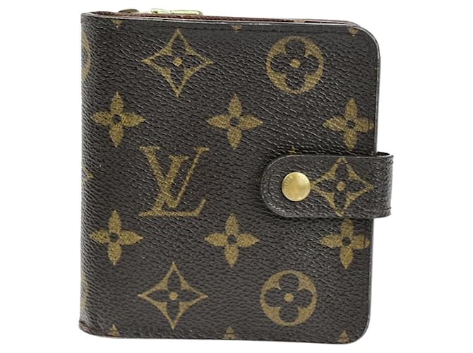 Zip Louis Vuitton Compact Marrone Tela  ref.1383905