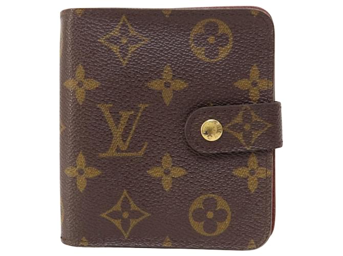 Louis Vuitton Compact zip Marrom Lona  ref.1383994
