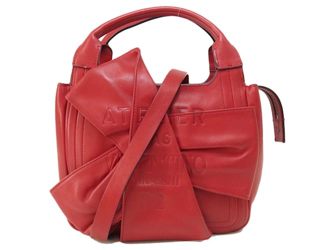 Nœud Valentino Garavani Cuir Rouge  ref.1384016