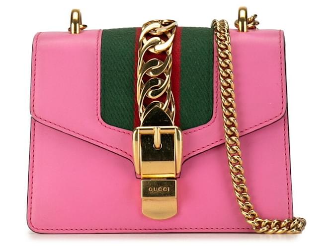 Gucci Sylvie Cuir Rose  ref.1384088