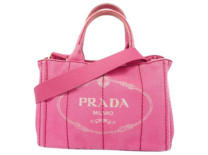 Prada Canapa Rosa Lona  ref.1384293