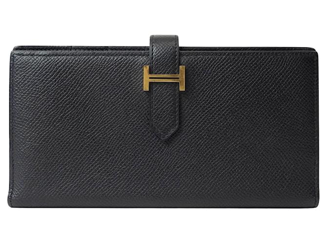 Hermès Béarn Black Leather  ref.1384399