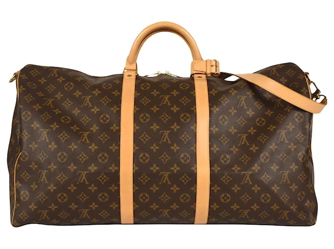 Louis Vuitton Keepall Bandouliere 60 Castaño Lienzo  ref.1384495