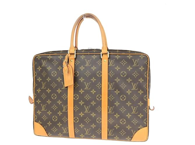 Louis Vuitton Porte Documents Voyage Brown Cloth  ref.1384586