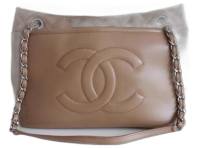 Saco de compras Chanel bege Couro  ref.1384642