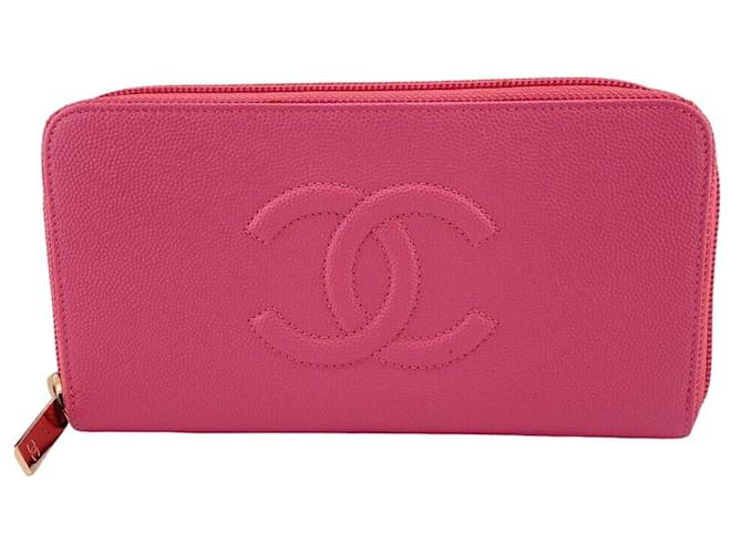Chanel Logo CC Pink Leather  ref.1384929