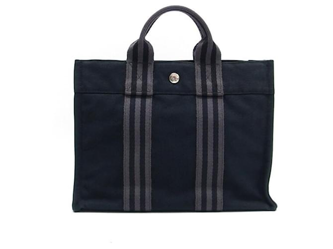 Hermès Fourre Tout Blu navy Tela  ref.1385003