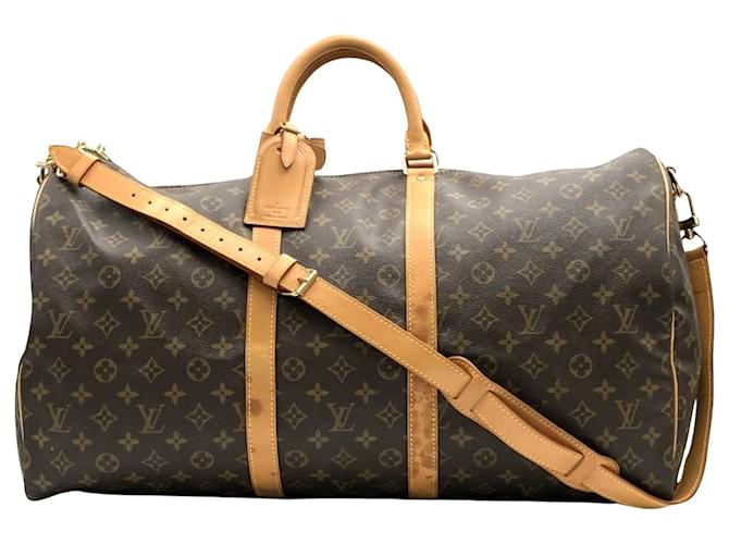 Louis Vuitton Keepall Bandouliere 55 Brown Cloth  ref.1385093