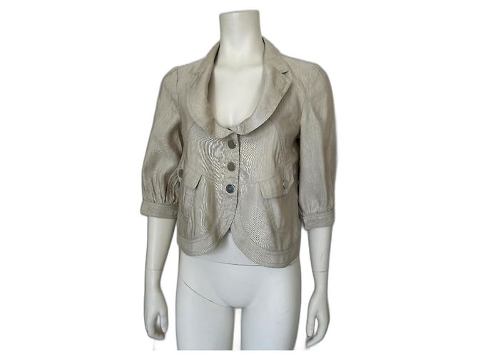 Autre Marque Giacca corta beige Armani Collezioni lino e viscosa
