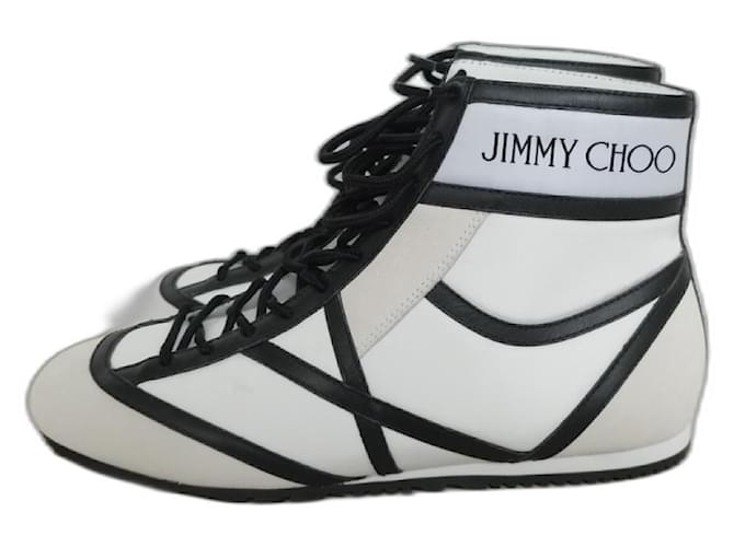 Jimmy Choo Baskets Toile Blanc  ref.1385199