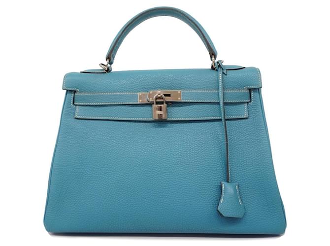 Hermès Hermes Kelly 32 Azul Cuero  ref.1385232