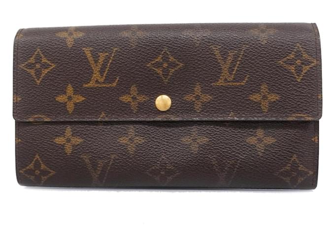 Louis Vuitton Porte Monnaie Credit Brown Cloth  ref.1385255