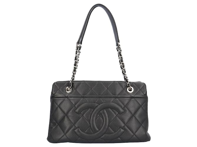 Chanel shopping Preto Couro  ref.1385265