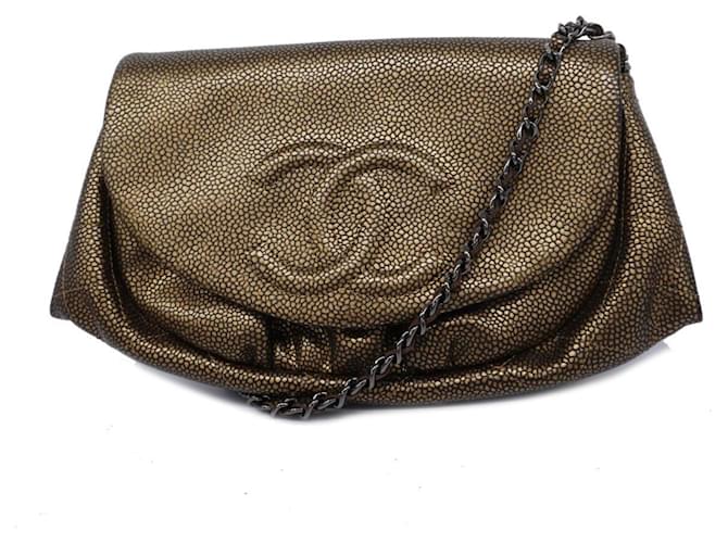 Chanel Halbmond Silber Leder  ref.1385271