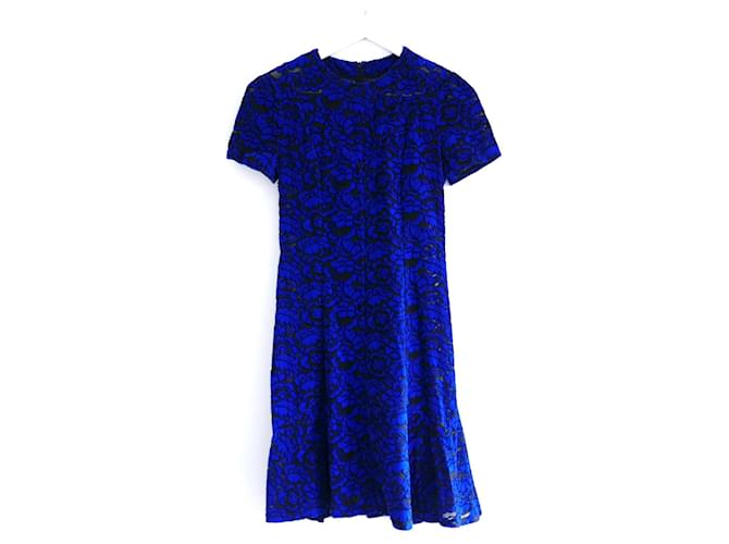 Vestido azul flocado Louis Vuitton SS17 Sintético  ref.1385279