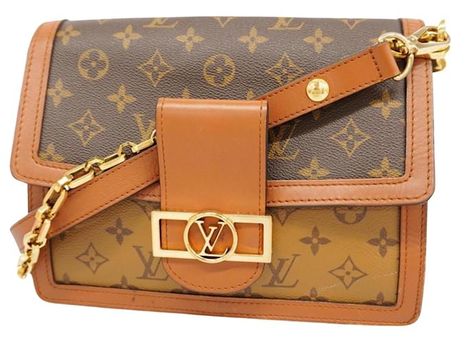 Louis Vuitton Dauphine MM Braun Leinwand  ref.1385318