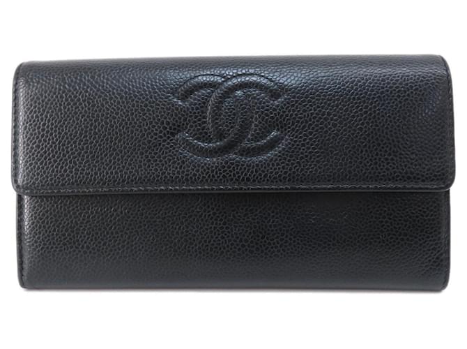 Timeless Chanel Logo CC Black Leather  ref.1385323