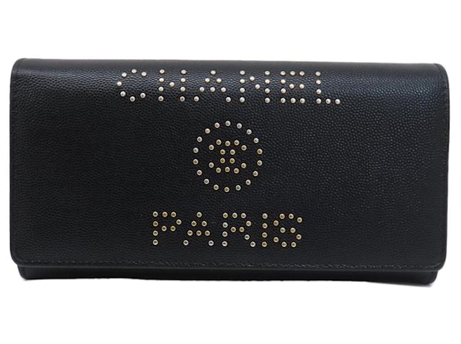 Chanel Studded Schwarz Leder  ref.1385350