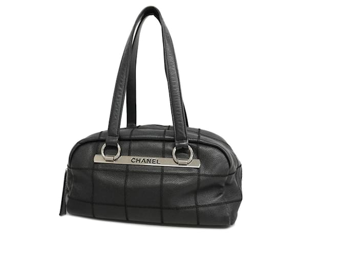 Timeless Barra de chocolate Chanel Preto Couro  ref.1385447