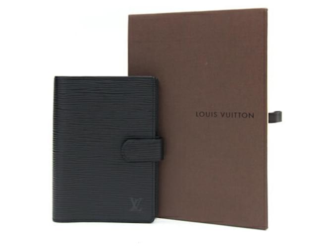 Louis Vuitton Agenda PM Schwarz Leder  ref.1385450