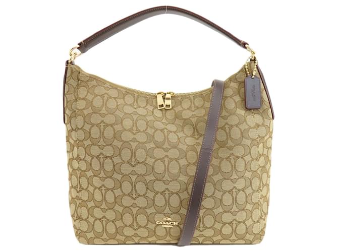 Coach Treinador Hobo Marrom Lona  ref.1385489