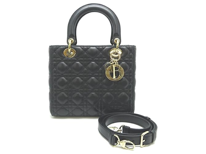 Dior Lady Dior Schwarz Leder  ref.1385523