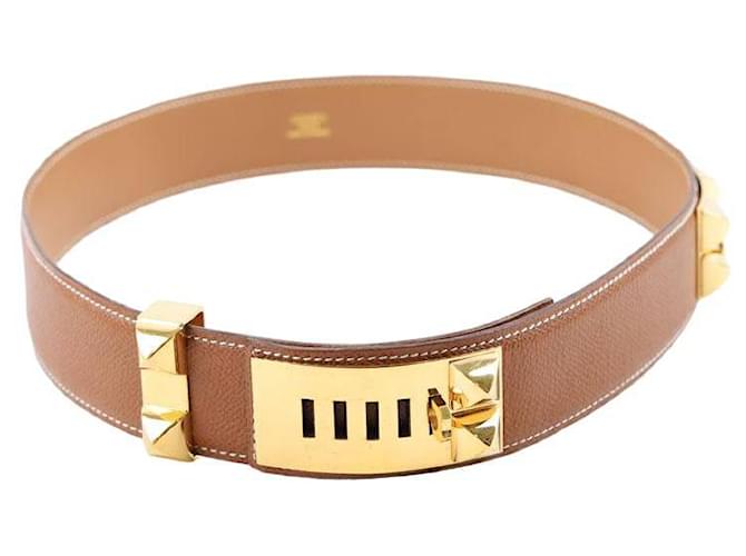 Hermès Leather leather belt Brown  ref.1385565